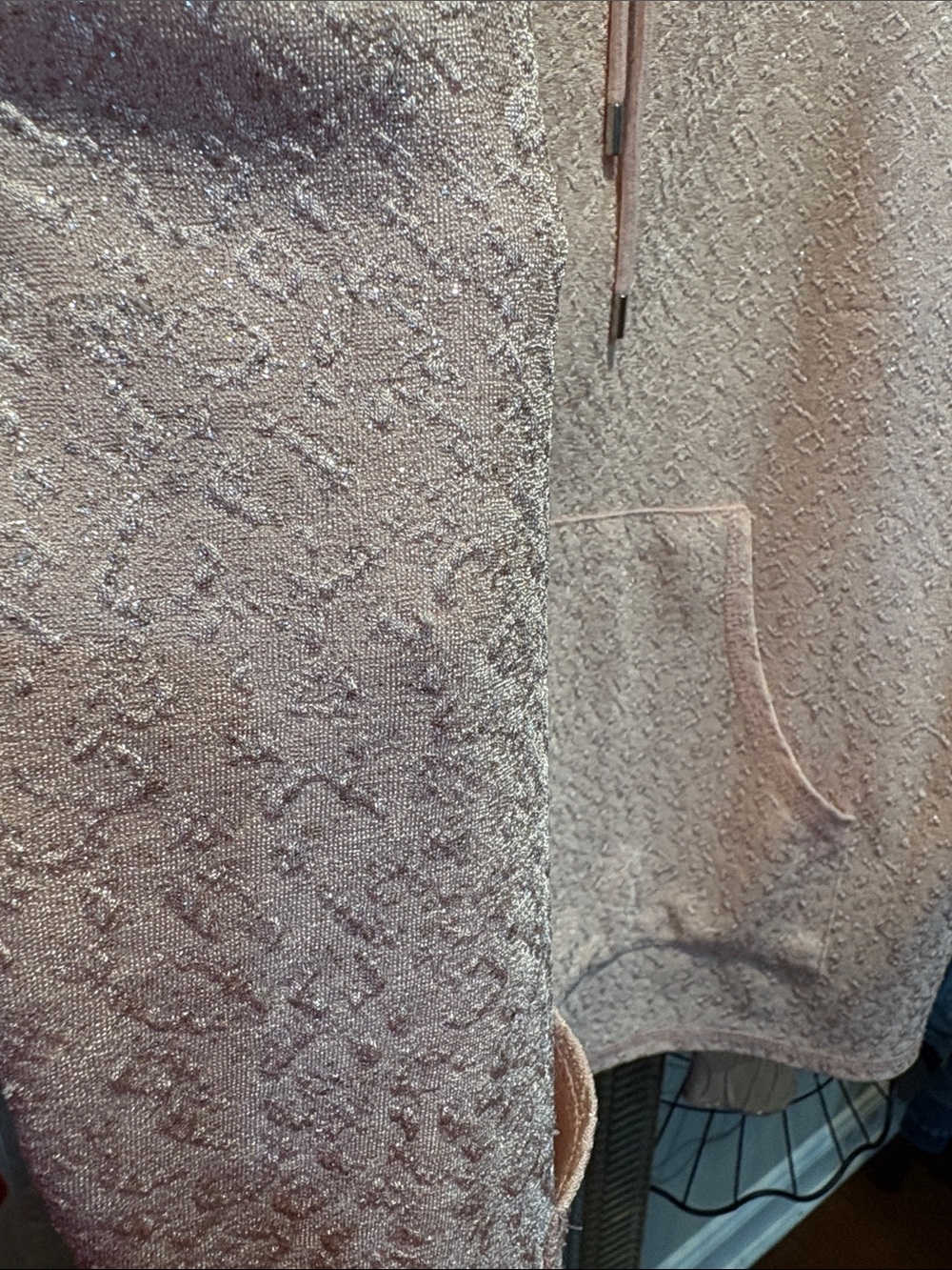 Ruby Rd. Light Pink Textured Drawstring Pullover Hoodie - Picture 5 of 5